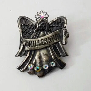 KC Millenium Angel Pin Brooch Rhinestones Banner
